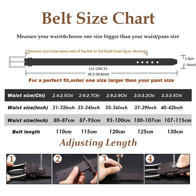 Men's Pin Buckle Belt Dress Adjustable Casual Business Metal Buckle Belt