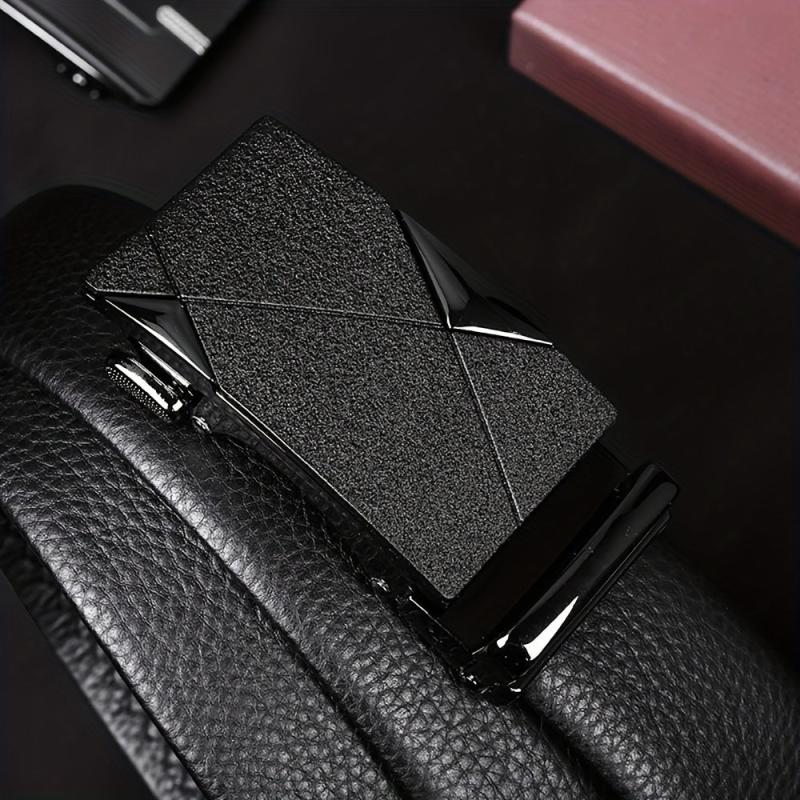 First Layer Cowhide Men's Belts with Automatic Buckle Joker Business Youth Belts