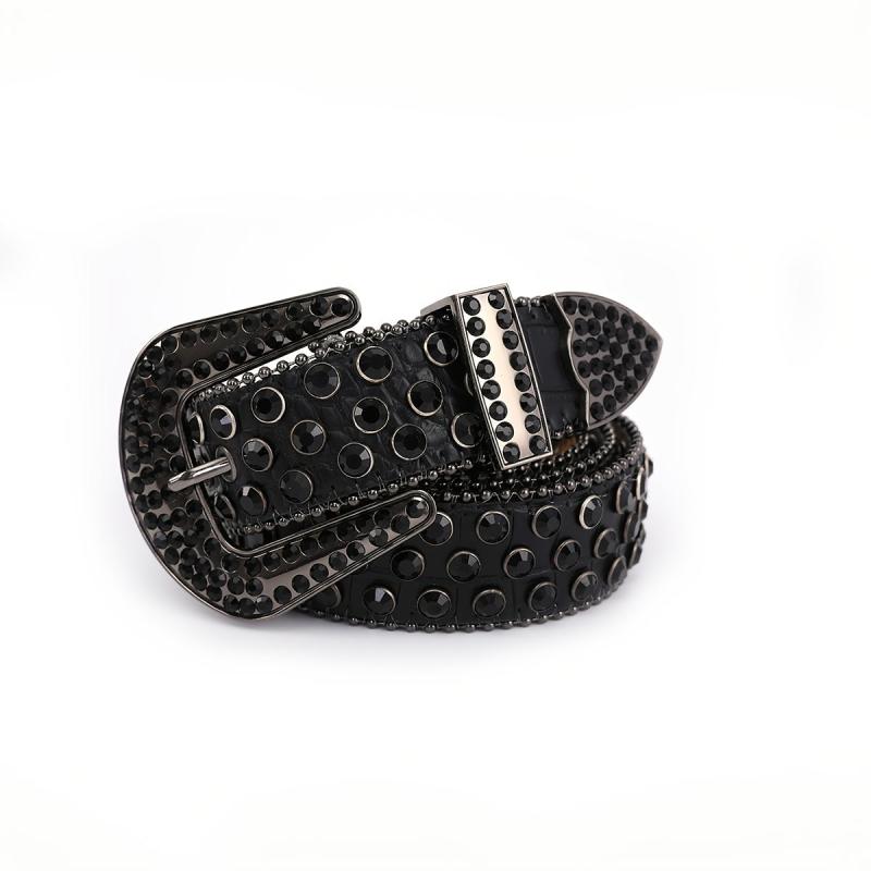Men Women Rhinestone Belt Western Cowgirl Bling Studded Leather Belt For Jeans