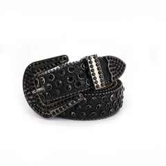 Men Women Rhinestone Belt Western Cowgirl Bling Studded Leather Belt For Jeans