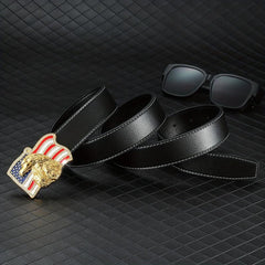 Men's PU Leather American Flag Eagle Pattern Belt Buckle Hip hop Punk Belt