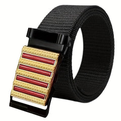 Sense Men's Business Casual Belt Red Stripe Nylon Canvas Belt