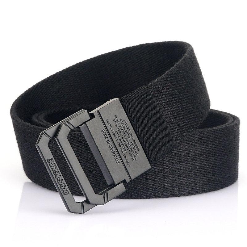 Casual Braided Leather Belt with Double Loop Canvas for Men