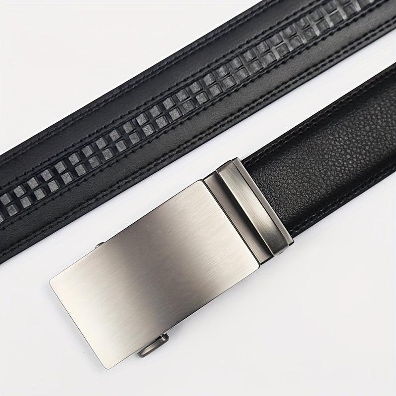 Men's Leather Belt Automatic Buckle Two layer Cowhide Wine Party Pants Belt
