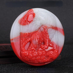 Men's Jade Tiger Belt Buckle Chicken Blood Stone Red