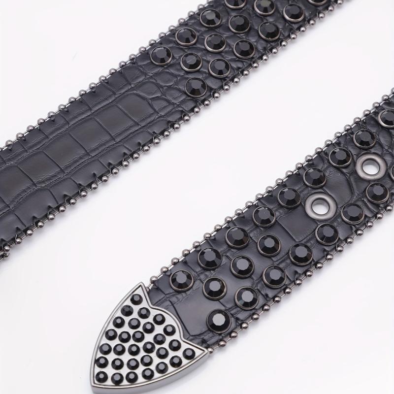 Crocodile Pattern Rhinestone Leather Belt for Men