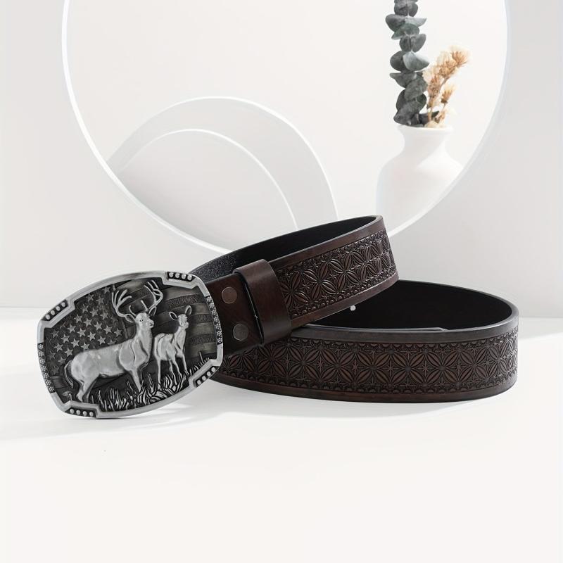 Retro Buckle Belt for Men Denim Jeans Casual Daily Clothing Accessories