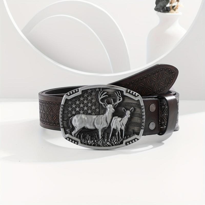 Retro Buckle Belt for Men Denim Jeans Casual Daily Clothing Accessories