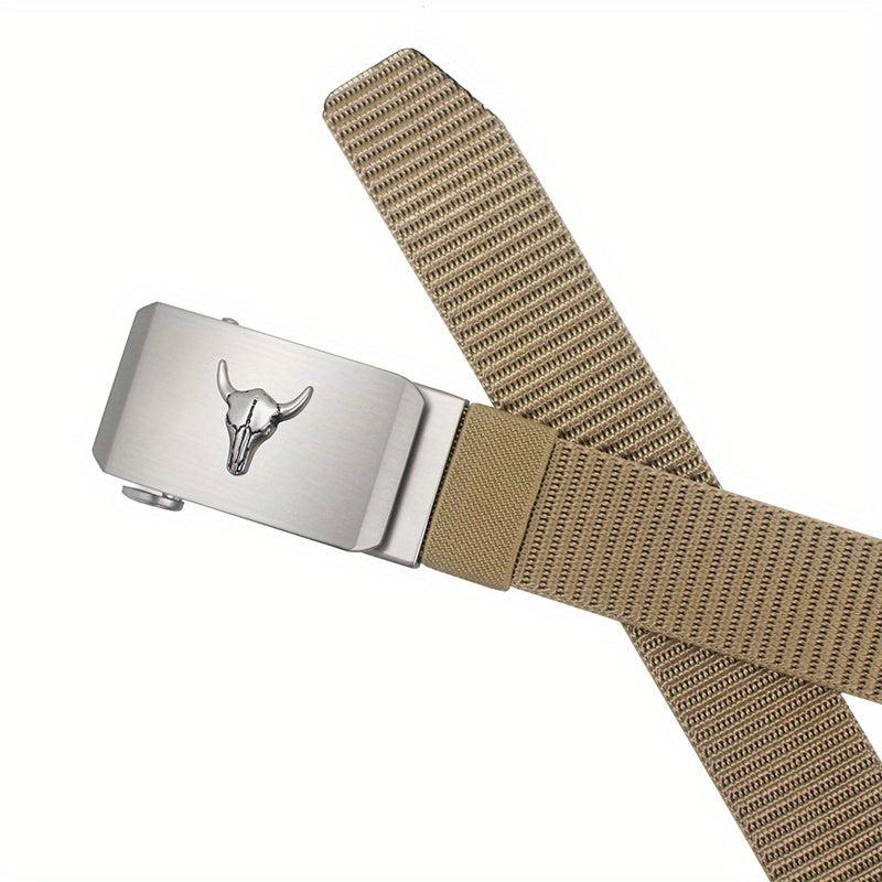 47in Nylon Tactical Military Auto Buckle Belt Men's Casual Outdoor Canvas Belt