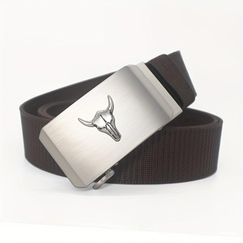 47in Nylon Tactical Military Auto Buckle Belt Men's Casual Outdoor Canvas Belt