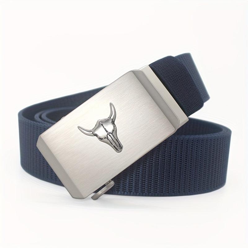 47in Nylon Tactical Military Auto Buckle Belt Men's Casual Outdoor Canvas Belt