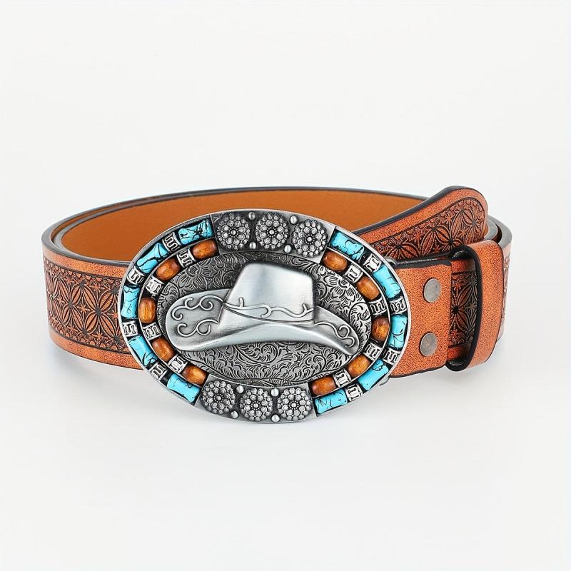 Men's Western Cowboy Buckle Belt Retro Casual Decorative Accessories