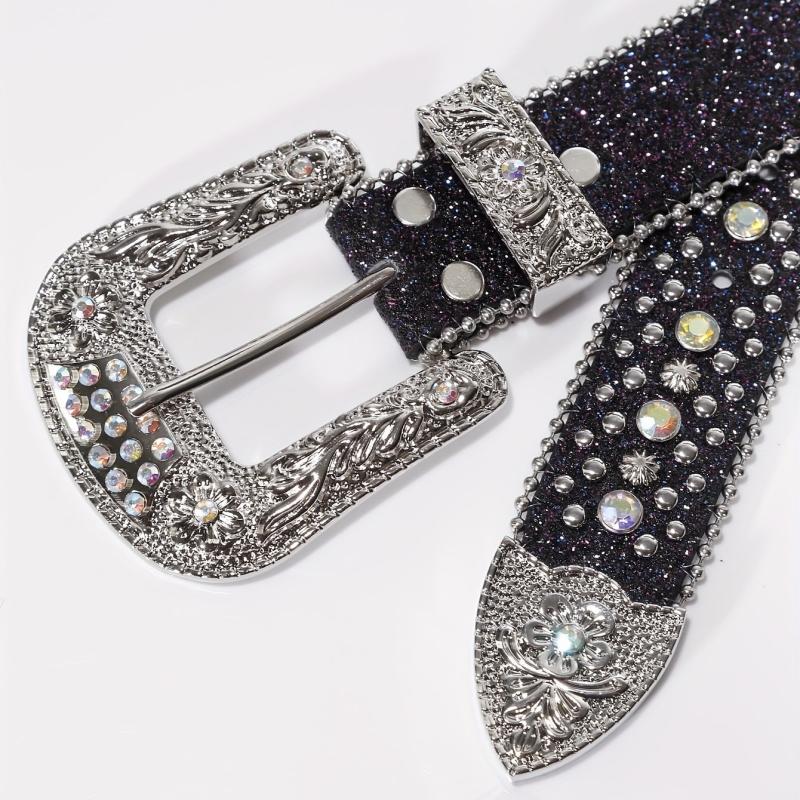 Unisex Rhinestone Belt with Pin Buckle
