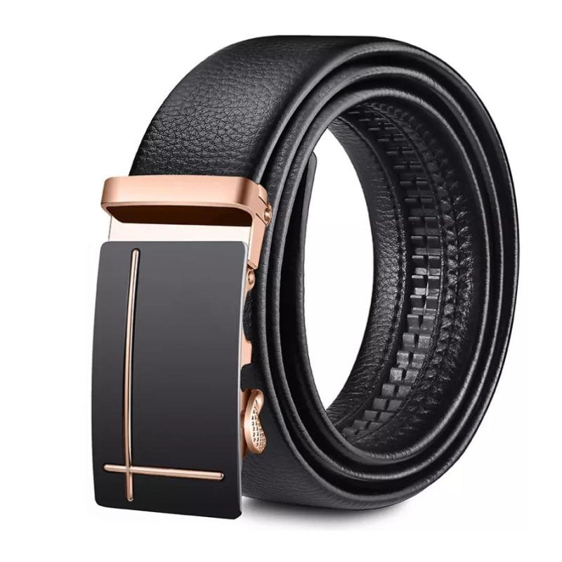Men's Leather Belt with Automatic Buckle