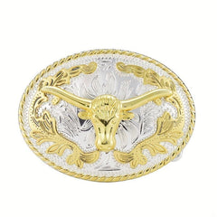 Men's Carved Retro Button Western Cowboy Belt Buckle