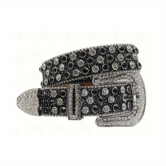 Men's Water Drill Leather Belt Needle Buckle Inlaid Waist Belt