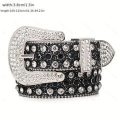 Men's Water Drill Leather Belt Needle Buckle Inlaid Waist Belt