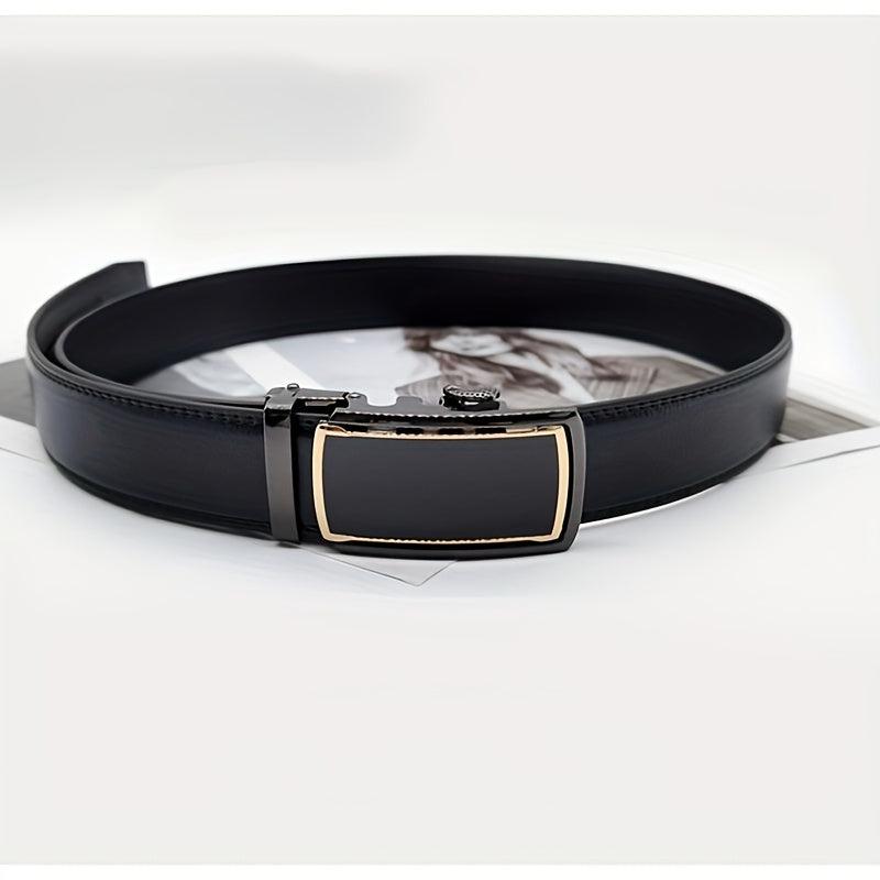 Men's Leather Belt Automatic Buckle Business Waist Strap