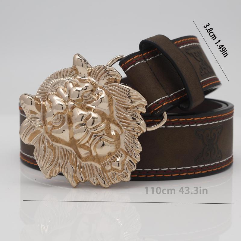 Men's Lion Head Buckle Belt Outdoor Party Holiday