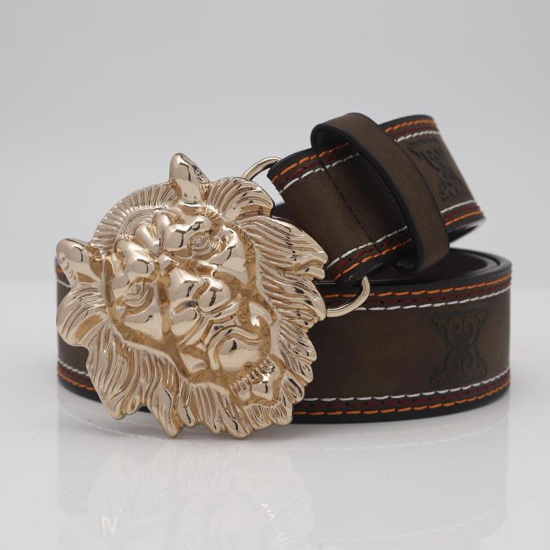 Men's Lion Head Buckle Belt Outdoor Party Holiday