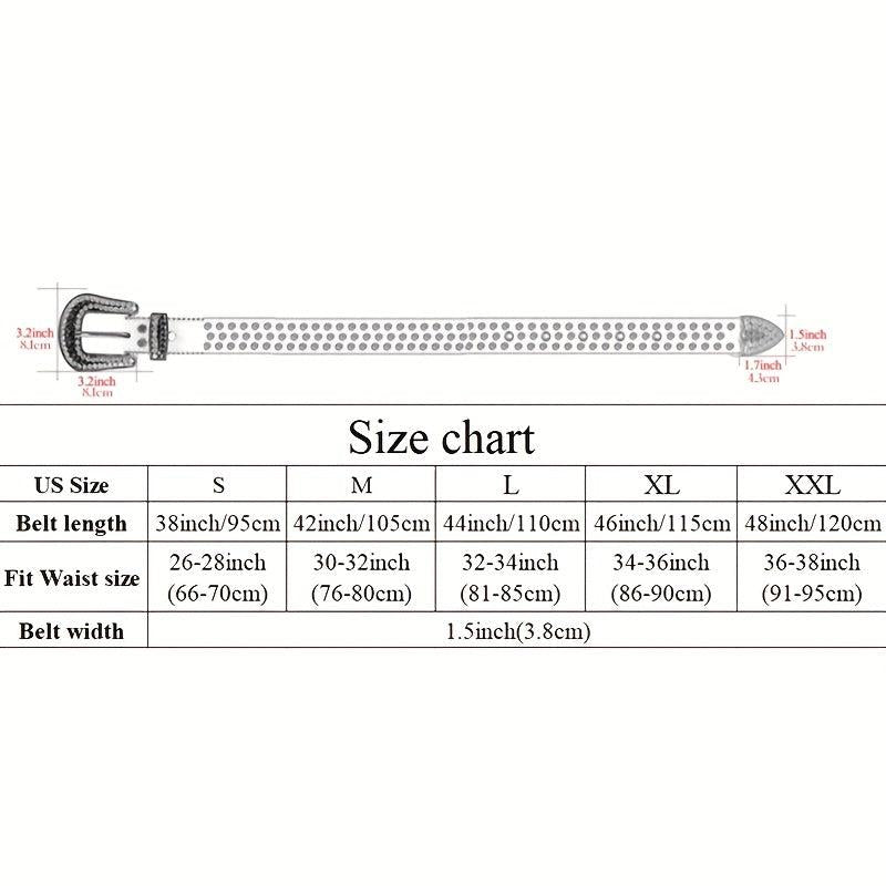 Men's Rhinestone Western Belt Rivet PU Leather Strap