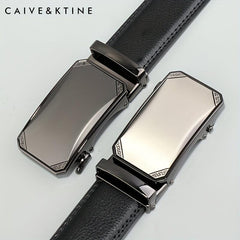 Men's Cowhide Leather Belt Automatic Buckle Business Casual Pants Belt