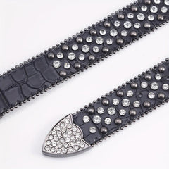 Hip Hop Street Style Diamond Inlaid Leather Belt for Men and Women