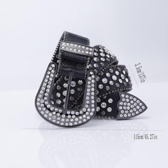 Hip Hop Street Style Diamond Inlaid Leather Belt for Men and Women