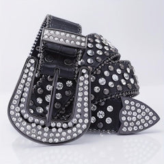 Hip Hop Street Style Diamond Inlaid Leather Belt for Men and Women