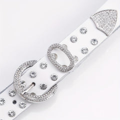Men's 44in PU Leather Colorful Faux Diamond Belt Waist Strap