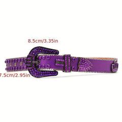 Sparkle Crown Rhinestone Leather Belt Hip hop Punk Western Jean Dress Strap
