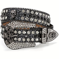 Western Rhinestone Belt Cowgirl Bling Studded Leather Men Women