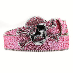 Skull High end Gun Glass Inlaid Diamond Alloy PIN Silver Street Style