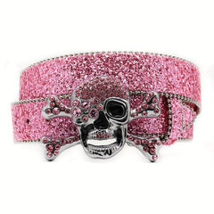Skull High end Gun Glass Inlaid Diamond Alloy PIN Silver Street Style