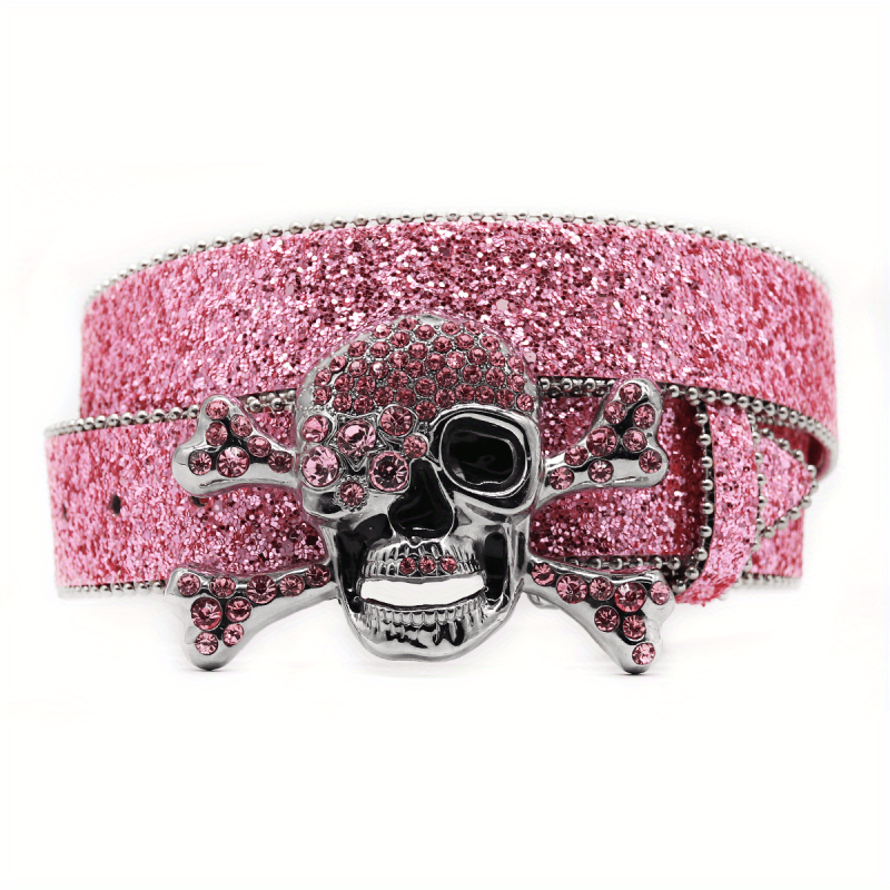 Skull High end Gun Glass Inlaid Diamond Alloy PIN Silver Street Style