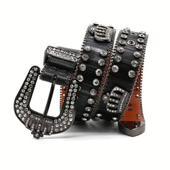 Rhinestones Crowns Straps Unisex Punk Trousers Belt