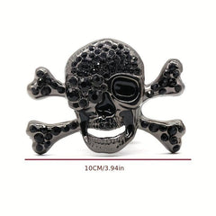 Skull Rhinestone Belt Hip Hop Punk PU Leather Belt Sparkle Studded Belts