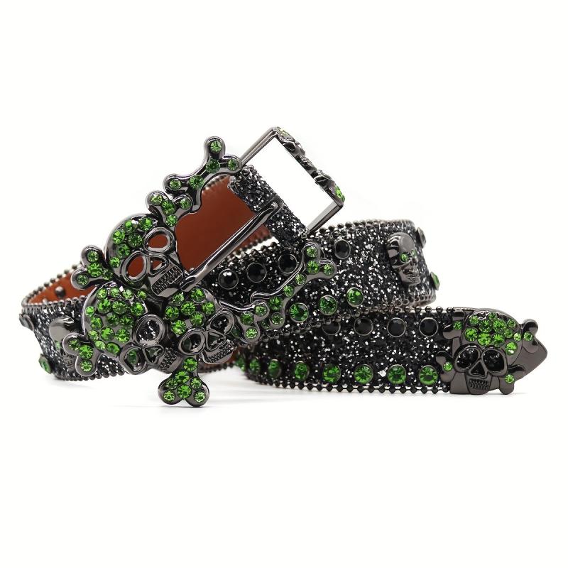 Skull Rhinestone Belt Men's Western Cowboy Inlaid Rhinestone Belt