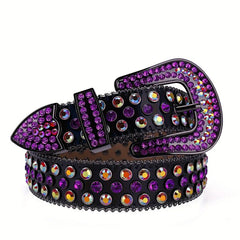 Purple Rhinestone Belt Cowboy Cowgirl Western Belt Strap