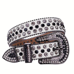 UV Changing Leather Rhinestone Belt For Men Women