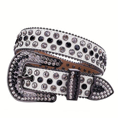 UV Changing Leather Rhinestone Belt For Men Women