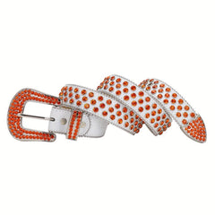 Sparkle Rhinestone Belt Western Cowboy Cowgirl Orange Crystal Studded Strap