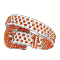 Sparkle Rhinestone Belt Western Cowboy Cowgirl Orange Crystal Studded Strap