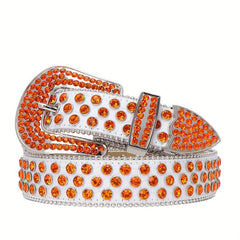 Sparkle Rhinestone Belt Western Cowboy Cowgirl Orange Crystal Studded Strap