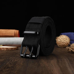 Men's Canvas Belt Double Pins Buckle Outdoor Casual Jeans Belt
