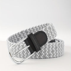 Men's Elastic Braided Belt Pin Buckle Stretch Belt Canvas Waistband