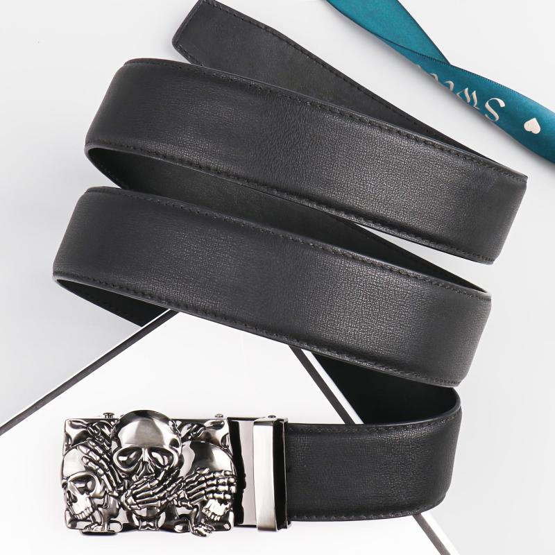 Men's Skull Alloy Automatic Buckle PU Belt