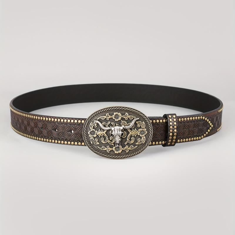 Men's Western Cowboy Casual Vintage Dark Brown Belt