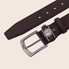 Men's Coffee Brown Double Line Perforated Belt