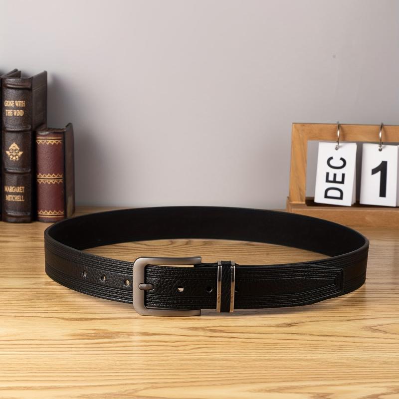 Men's Casual PU Leather Belt Square Pin Buckle